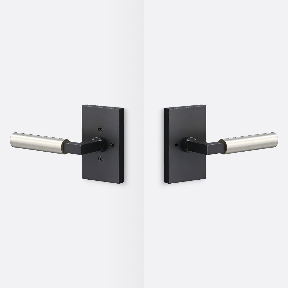 Sure-Loc LV102 FBL GRIP-SM 15 flat black / satin nickel privacy door lever