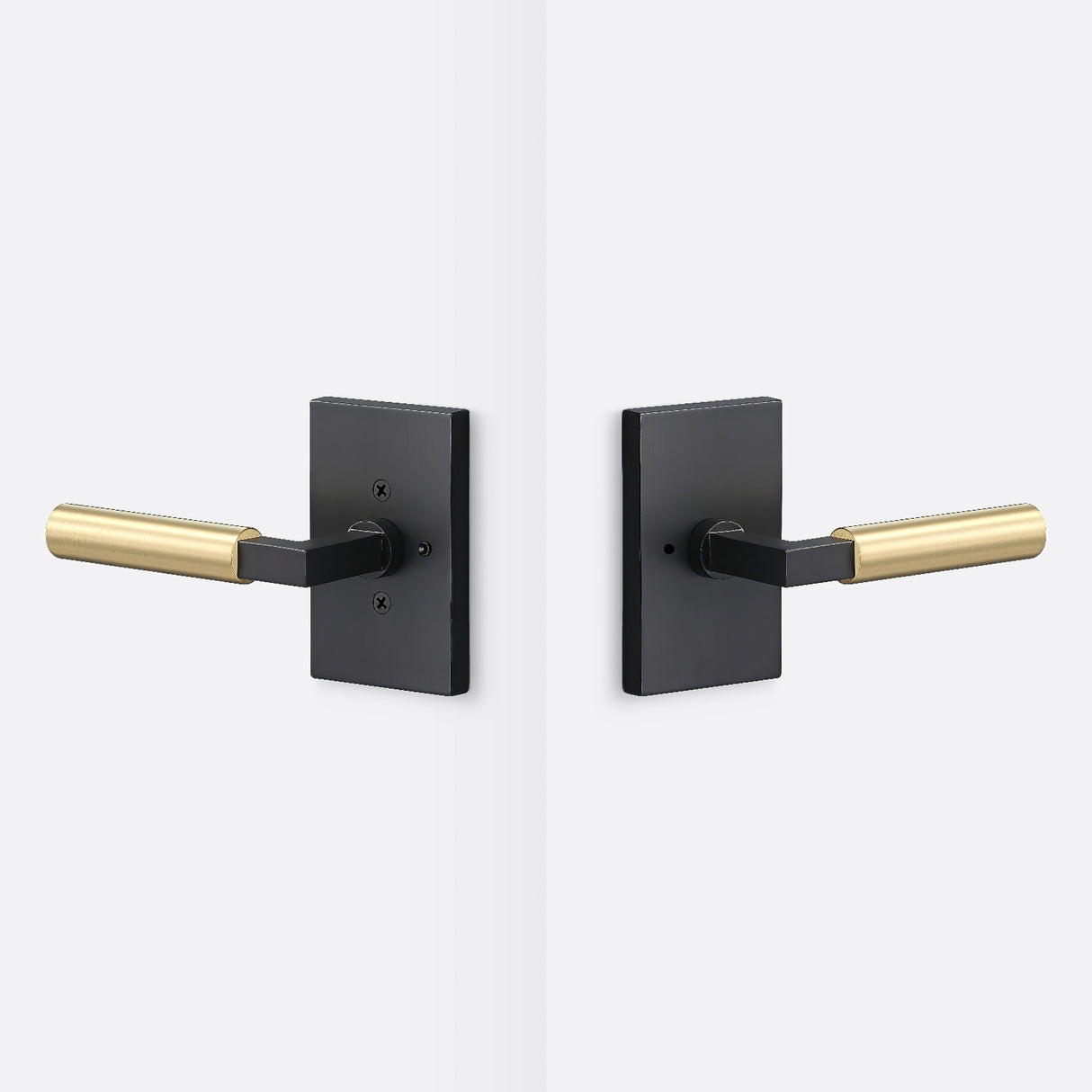Sure-Loc LV102 FBL GRIP-SM SB flat black / satin brass privacy door lever