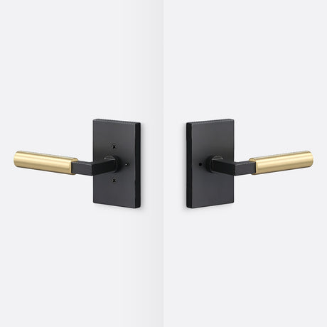 Sure-Loc LV102 FBL GRIP-SM SB flat black / satin brass privacy door lever