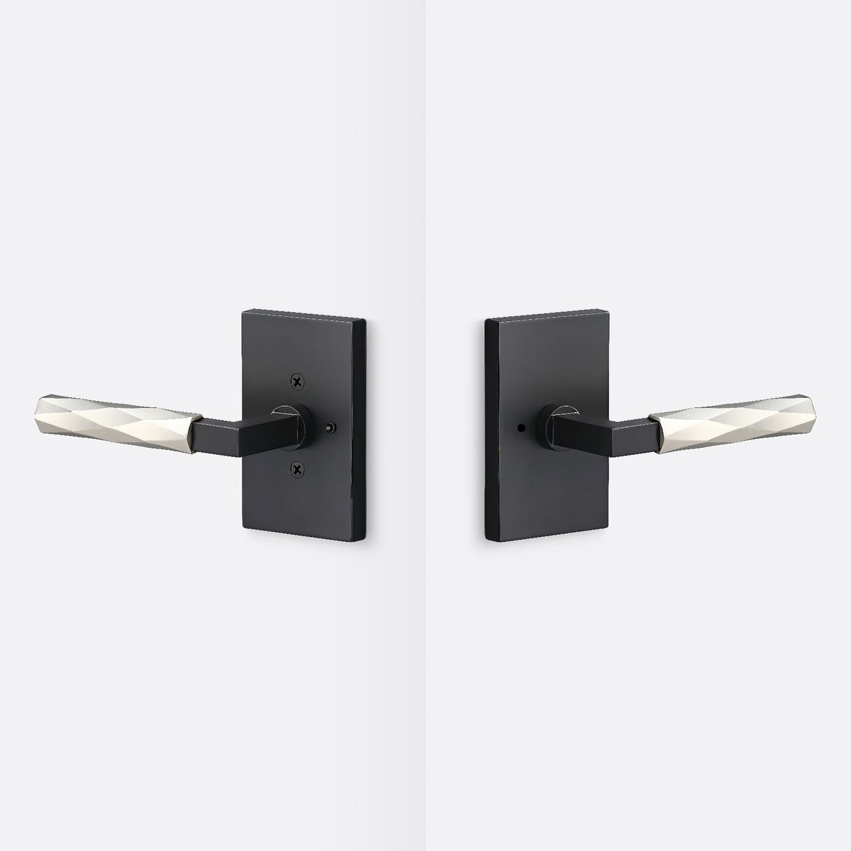 Sure-Loc LV102 FBL GRIP-VT 15 flat black / satin nickel privacy door lever