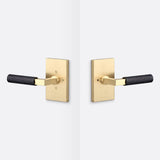 Sure-Loc LV102 SB GRIP-KN FBL satin brass / flat black privacy door lever