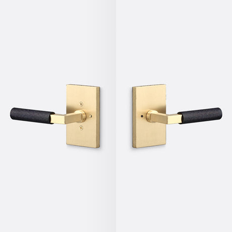 Sure-Loc LV102 SB GRIP-KN FBL satin brass / flat black privacy door lever
