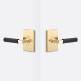 Sure-Loc LV102 SB GRIP-SKN FBL satin brass / flat black privacy door lever