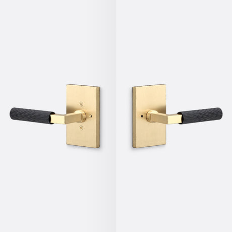 Sure-Loc LV102 SB GRIP-SKN FBL satin brass / flat black privacy door lever