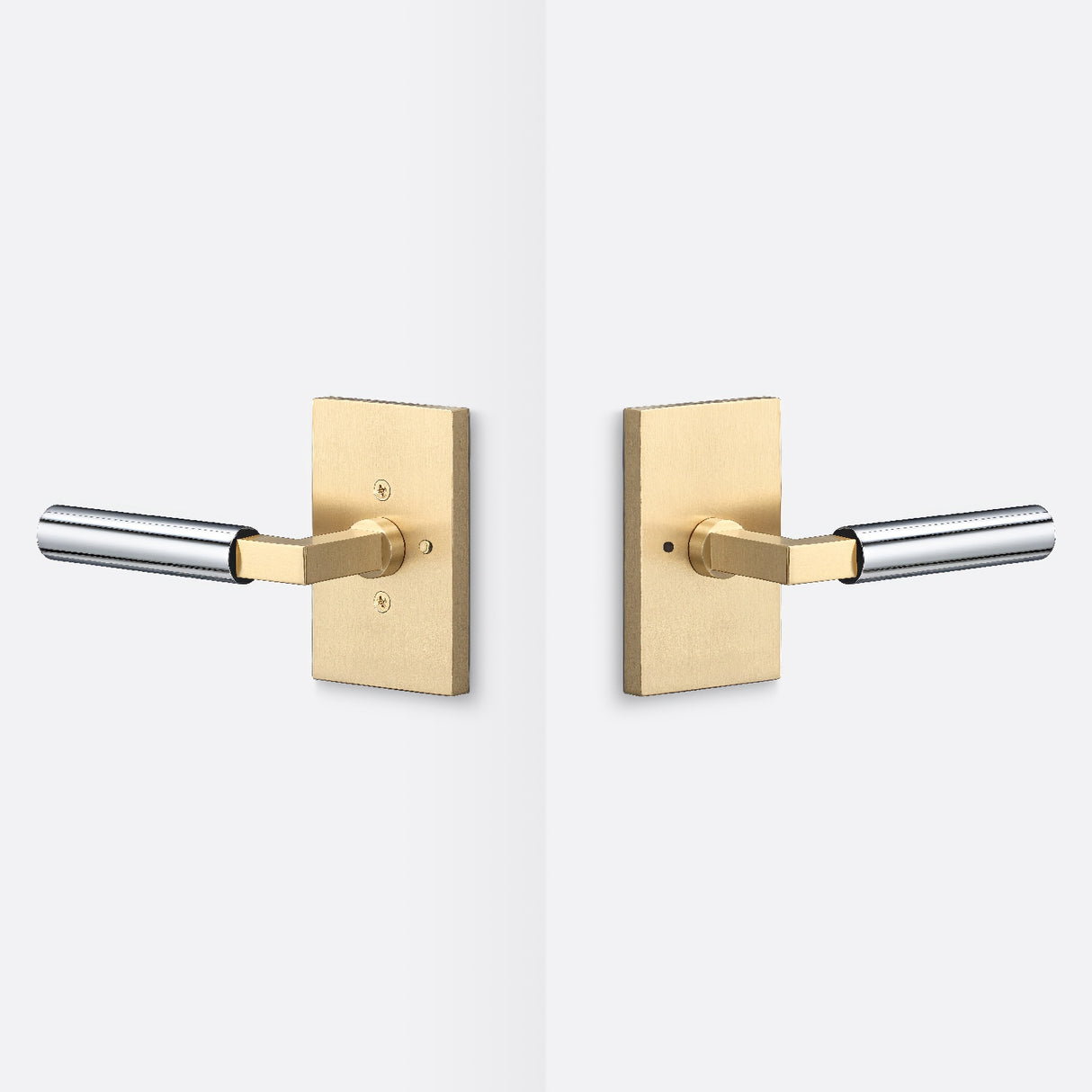 Sure-Loc LV102 SB GRIP-SM 26 satin brass / polished chrome privacy door lever