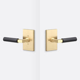 Sure-Loc LV102 SB GRIP-SM FBL satin brass / flat black privacy door lever