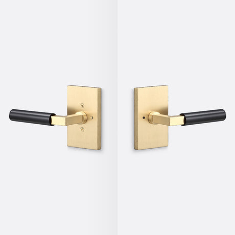 Sure-Loc LV102 SB GRIP-SM FBL satin brass / flat black privacy door lever