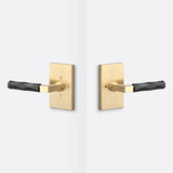 Sure-Loc LV102 SB GRIP-VT FBL satin brass / flat black privacy door lever