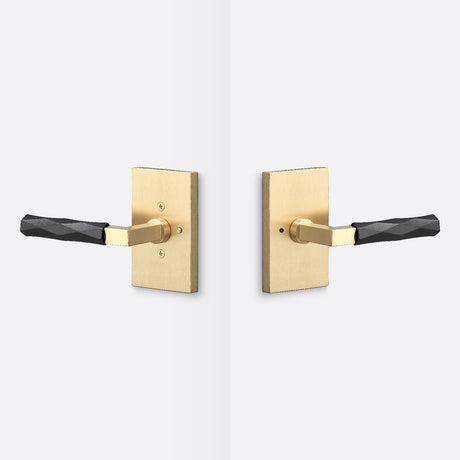 Sure-Loc LV102 SB GRIP-VT FBL satin brass / flat black privacy door lever