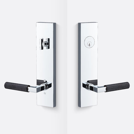 Sure-Loc LV307 26-GRIP KN FBL polished chrome / flat black single cylinder handleset