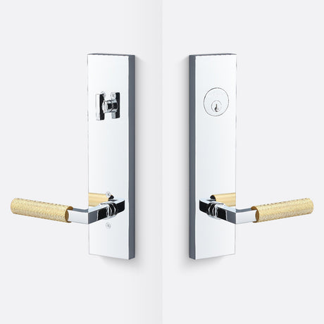 Sure-Loc LV307 26-GRIP KN SB polished chrome / satin brass single cylinder handleset