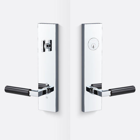 Sure-Loc LV307 26-GRIP SM FBL polished chrome / flat black single cylinder handleset