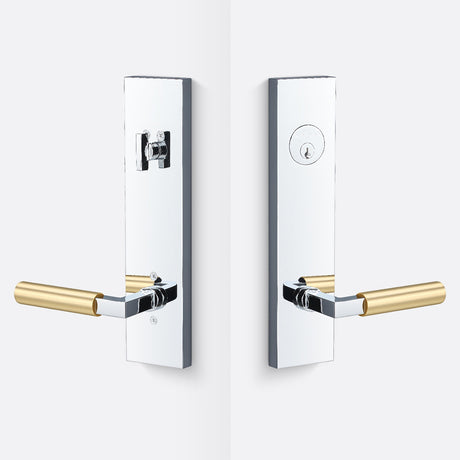 Sure-Loc LV307 26-GRIP SM SB polished chrome / satin brass single cylinder handleset