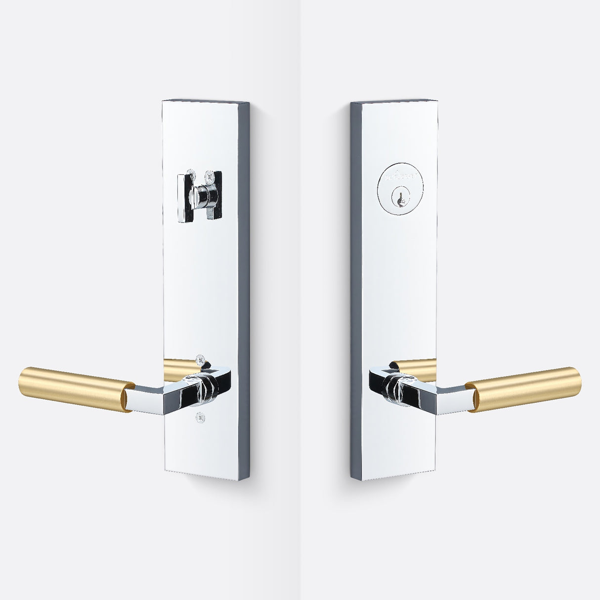 Sure-Loc LV307 26-GRIP SM SB polished chrome / satin brass single cylinder handleset