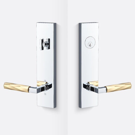 Sure-Loc LV307 26-GRIP VT SB polished chrome / satin brass single cylinder handleset