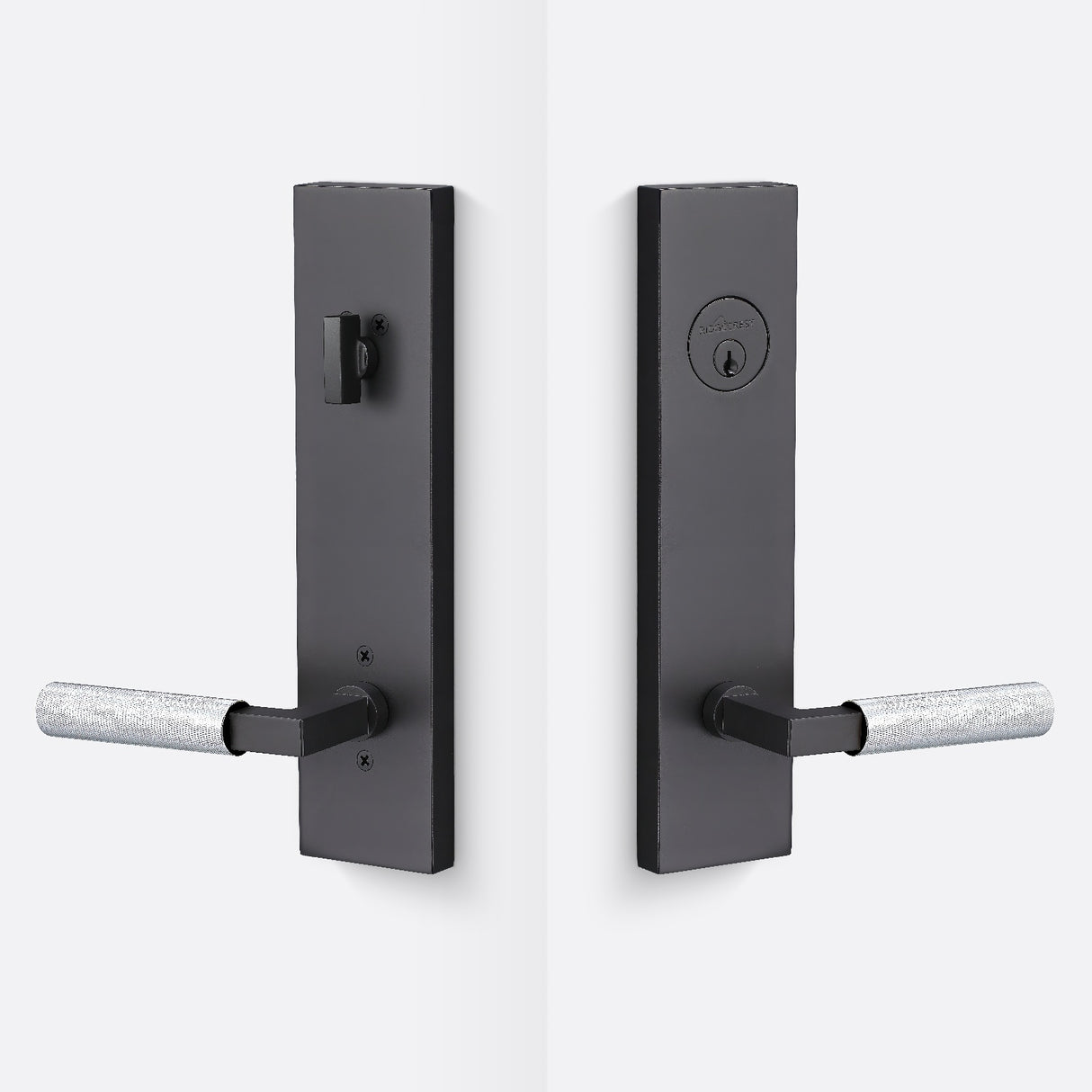 Sure-Loc LV307 FBL-GRIP KN 26 flat black / polished chrome single cylinder handleset