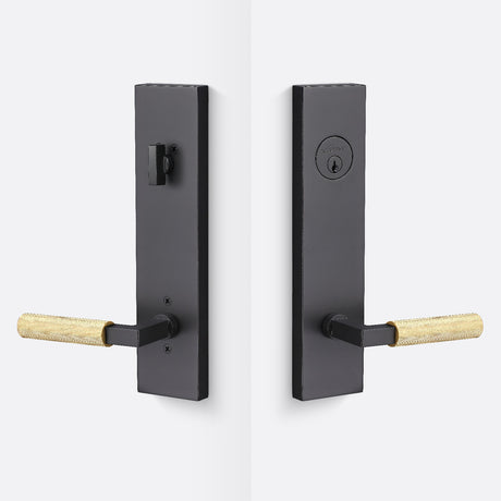 Sure-Loc LV307 FBL-GRIP KN SB flat black / satin brass single cylinder handleset