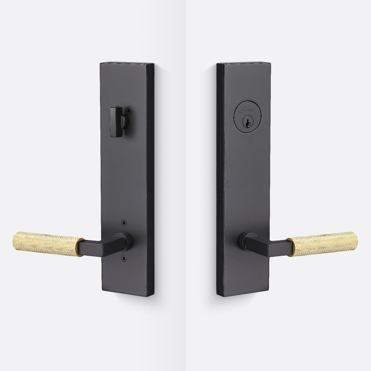 Sure-Loc LV307 FBL-GRIP KN SB flat black / satin brass single cylinder handleset