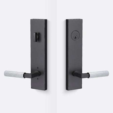 Sure-Loc LV307 FBL-GRIP SKN 26 flat black / polished chrome single cylinder handleset