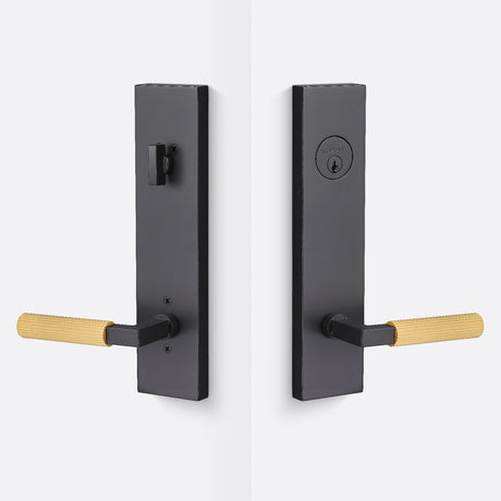 Sure-Loc LV307 FBL-GRIP SKN SB flat black / satin brass single cylinder handleset