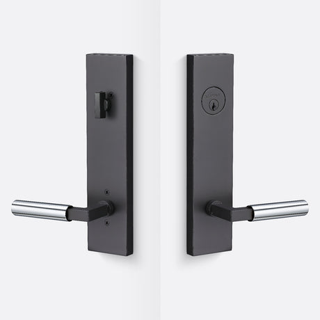 Sure-Loc LV307 FBL-GRIP SM 26 flat black / polished chrome single cylinder handleset