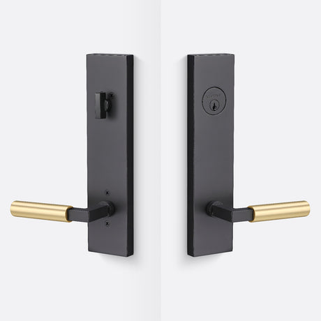 Sure-Loc LV307 FBL-GRIP SM SB flat black / satin brass single cylinder handleset