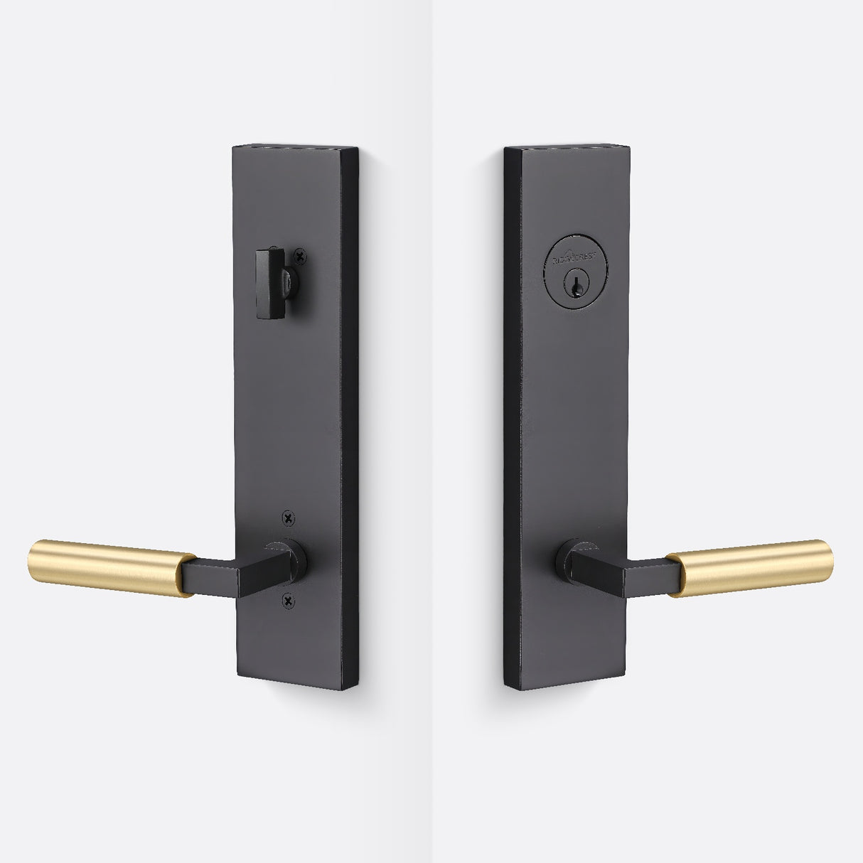 Sure-Loc LV307 FBL-GRIP SM SB flat black / satin brass single cylinder handleset
