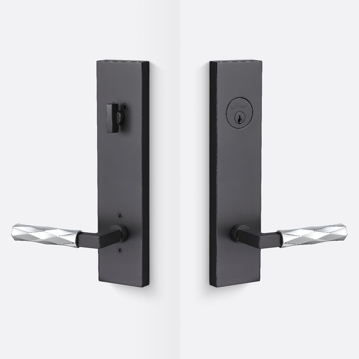 Sure-Loc LV307 FBL-GRIP VT 26 flat black / polished chrome single cylinder handleset