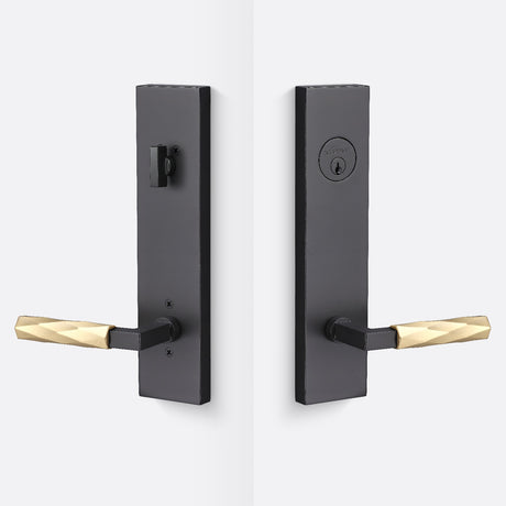 Sure-Loc LV307 FBL-GRIP VT SB flat black / satin brass single cylinder handleset