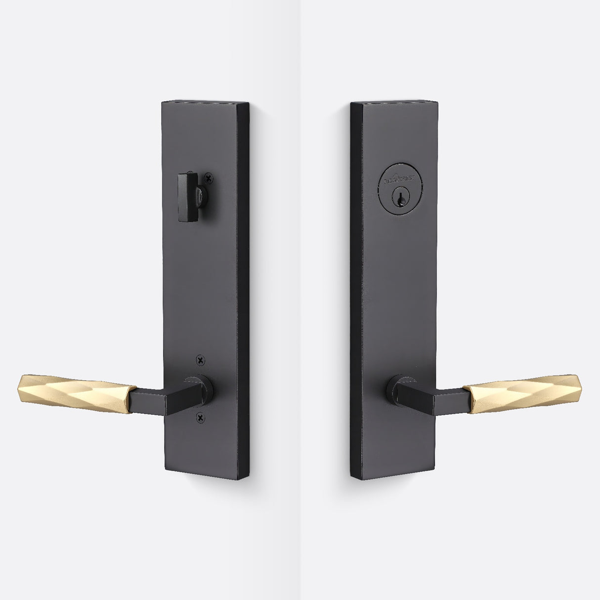 Sure-Loc LV307 FBL-GRIP VT SB flat black / satin brass single cylinder handleset