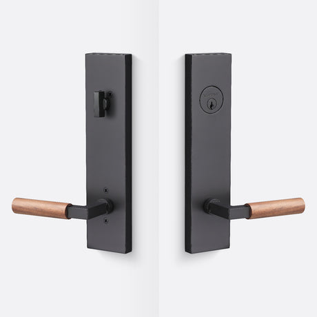 Sure-Loc LV307 FBL-GRIP WN flat black / walnut single cylinder handleset