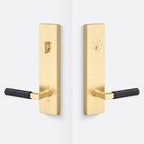 Sure-Loc LV307 SB-GRIP KN FBL satin brass / flat black single cylinder handleset