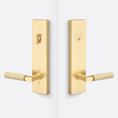 Sure-Loc LV307 SB-GRIP KN SB satin brass single cylinder handleset