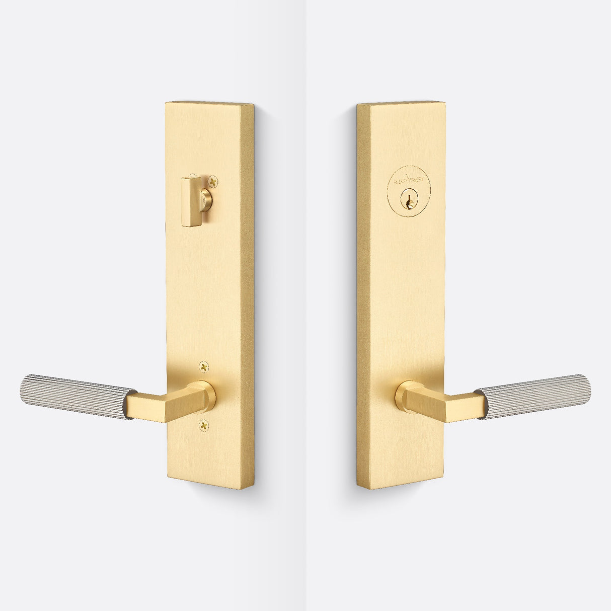 Sure-Loc LV307 SB-GRIP SKN 15 satin brass / satin nickel single cylinder handleset