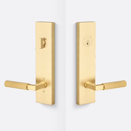 Sure-Loc LV307 SB-GRIP SKN SB satin brass single cylinder handleset