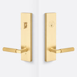 Sure-Loc LV307 SB-GRIP SKN SB satin brass single cylinder handleset