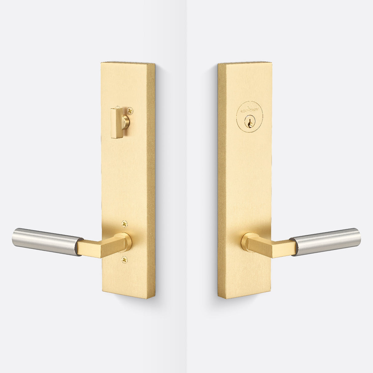 Sure-Loc LV307 SB-GRIP SM 15 satin brass / satin nickel single cylinder handleset