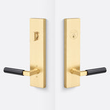 Sure-Loc LV307 SB-GRIP SM FBL satin brass / flat black single cylinder handleset
