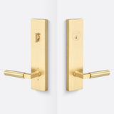 Sure-Loc LV307 SB-GRIP SM SB satin brass single cylinder handleset