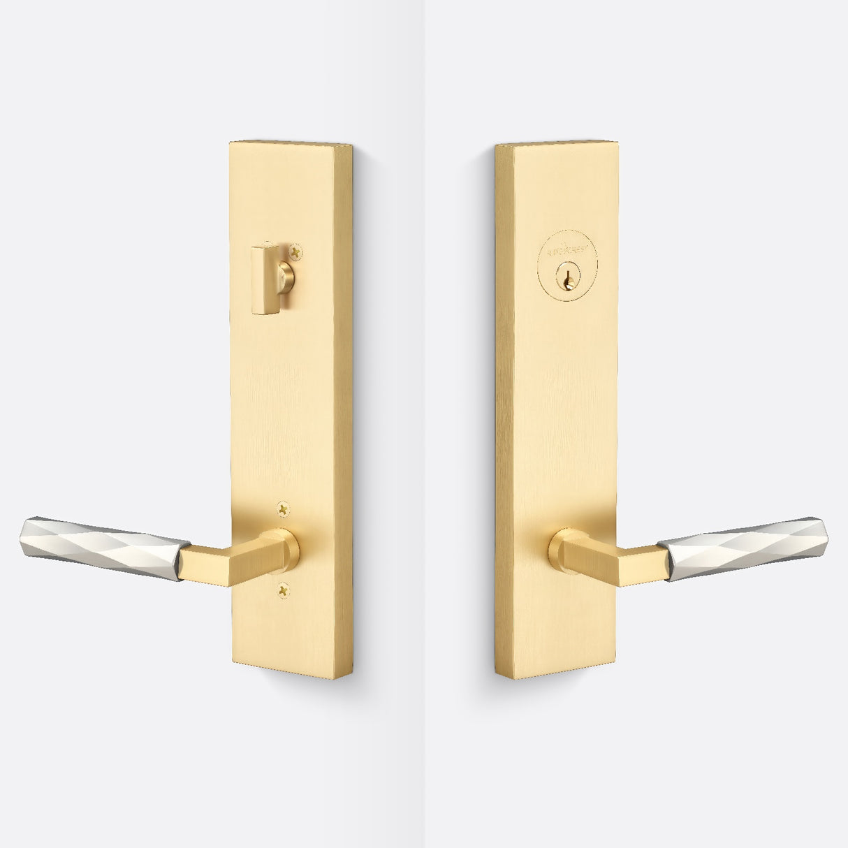 Sure-Loc LV307 SB-GRIP VT 15 satin brass / satin nickel single cylinder handleset