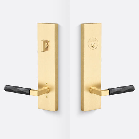 Sure-Loc LV307 SB-GRIP VT FBL satin brass / flat black single cylinder handleset