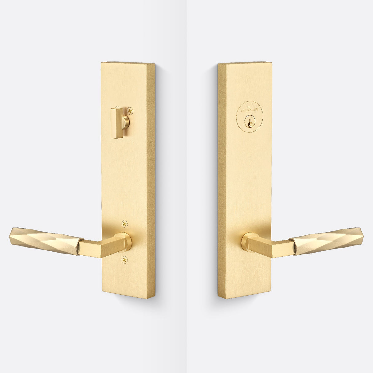 Sure-Loc LV307 SB-GRIP VT SB satin brass single cylinder handleset