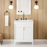 Jeffrey Alexander Theodora 31" White Single Sink Bathroom Vanity with White Resin Top - 8 in. Widespread Faucet Top