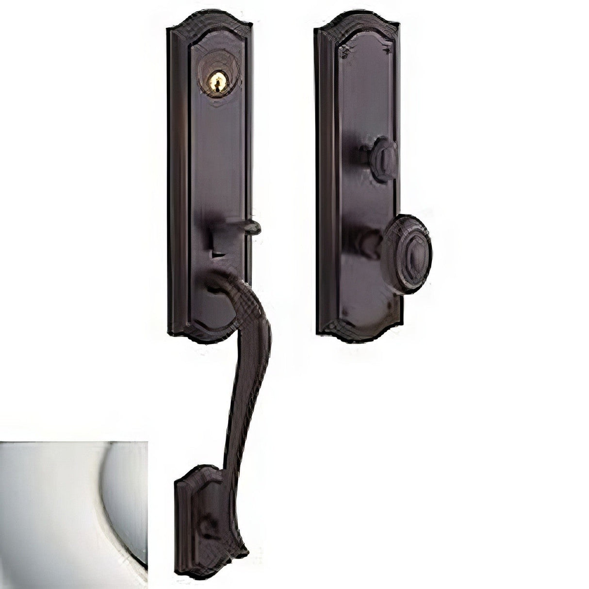 Baldwin M522055ENTR lifetime polished nickel single cylinder mortise handleset