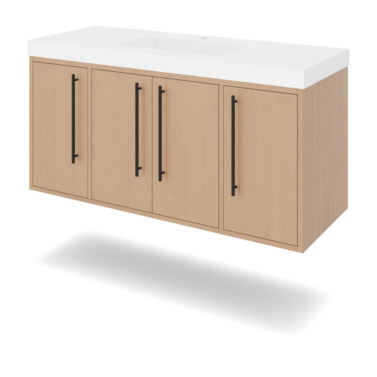 Jeffrey Alexander Tempest 48" Natural Oak Single Sink Bathroom Vanity with White Resin Top - Single-Hole Faucet Top - VKTEM48NORE
