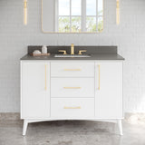 Jeffrey Alexander Dashwood White Single Sink Bathroom Vanity with Grey Quartz Top - 8 in. Widespread Faucet Top - VKITDAS48WHGQR