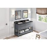 Jeffrey Alexander Wavecrest 60" Grey Double Sink Bathroom Vanity with Black Granite Top - 8 in. Widespread Faucet Top