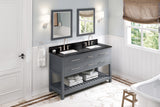 Jeffrey Alexander Wavecrest 60" Grey Double Sink Bathroom Vanity with Black Granite Top - 8 in. Widespread Faucet Top product image 7