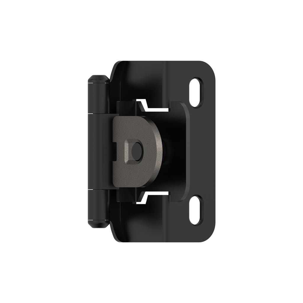 Amerock BPR8719FB 1/2 inch (13mm) Overlay Single Demountable Partial Wrap Matte Black Cabinet Hinge - 1 Pair