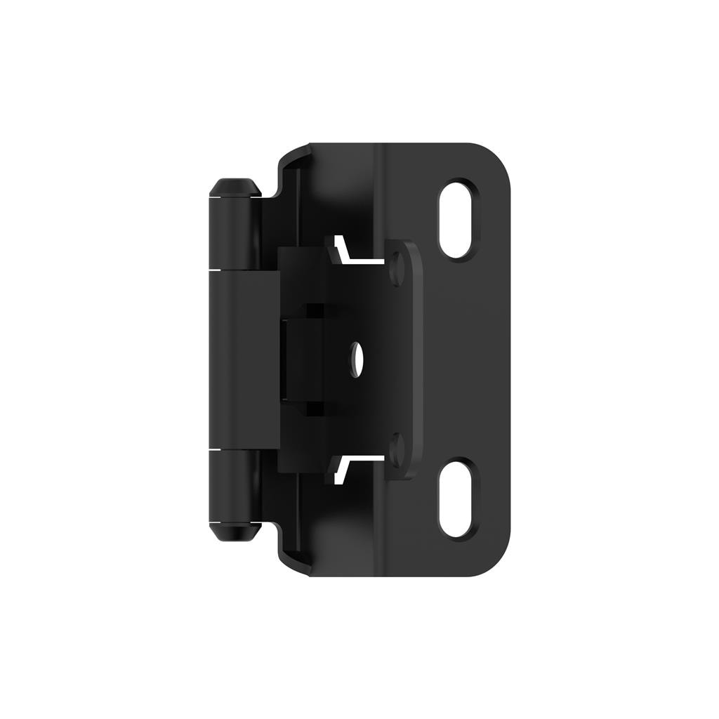 Amerock BPR7550FB 1/2 inch (13mm) Overlay Self Closing Partial Wrap Matte Black Cabinet Hinge - 1 Pair